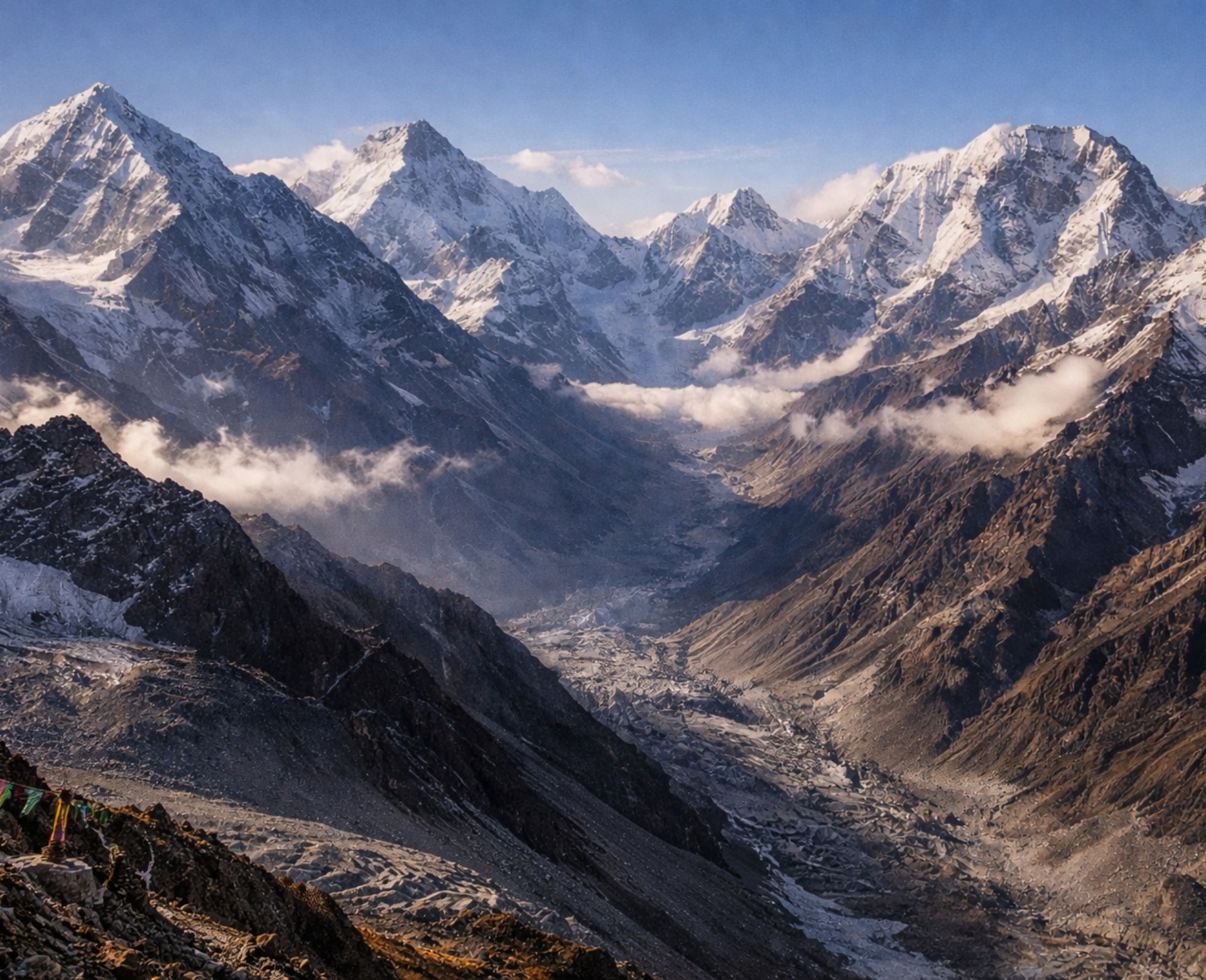 Six newly discovered 8,000-meter peaks in Nepal revealed through advanced GIS mapping technology, showing untouched Himalayan terrain.