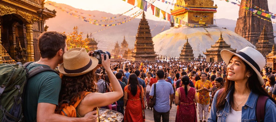 Tourists experiencing cultural festivals in Nepal during the best time to visit Nepal