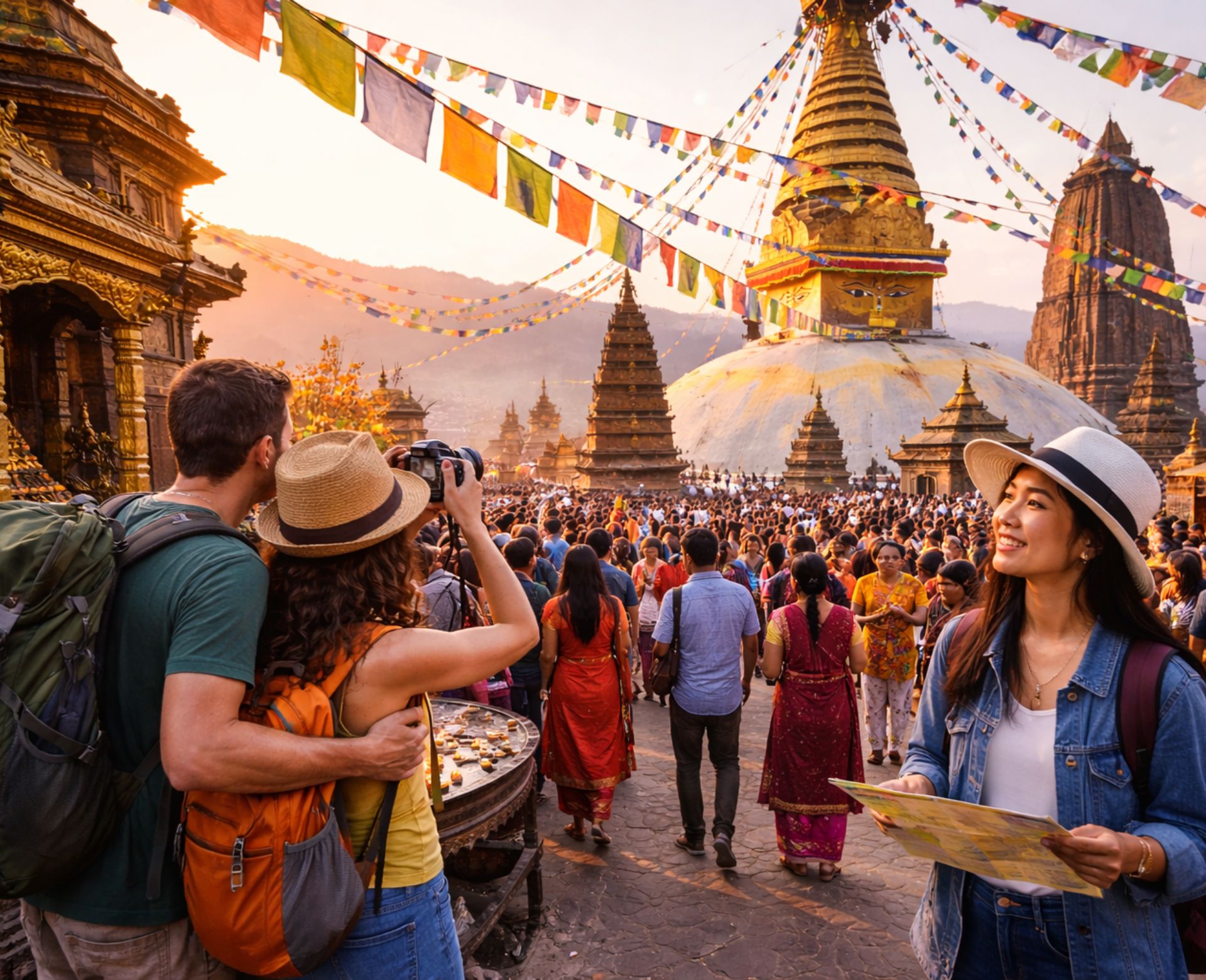 Tourists experiencing cultural festivals in Nepal during the best time to visit Nepal