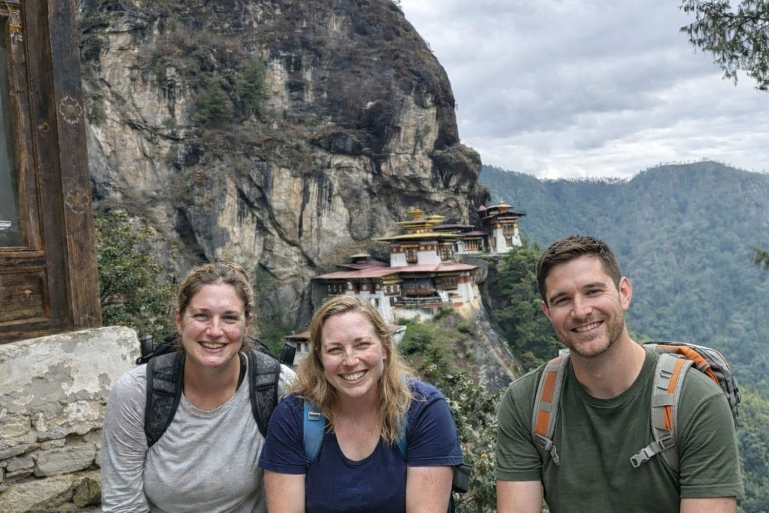 Group of travelers during Tiger’s Nest Monastery hike