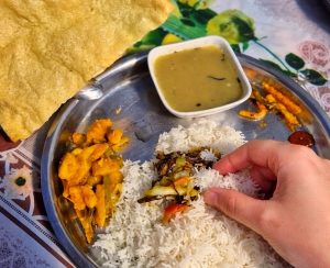 Dal Bhat on Everest Base Camp Trek Traditional dal bhat meal served during the Everest Base Camp trek