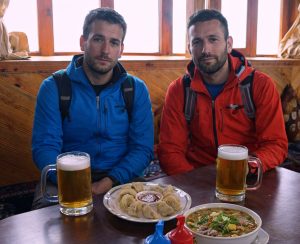 Teahouse dining on Everest Gokyo Lakes Trek Trekkers enjoying traditional momos and local drinks during the Everest Gokyo Lakes Trek
