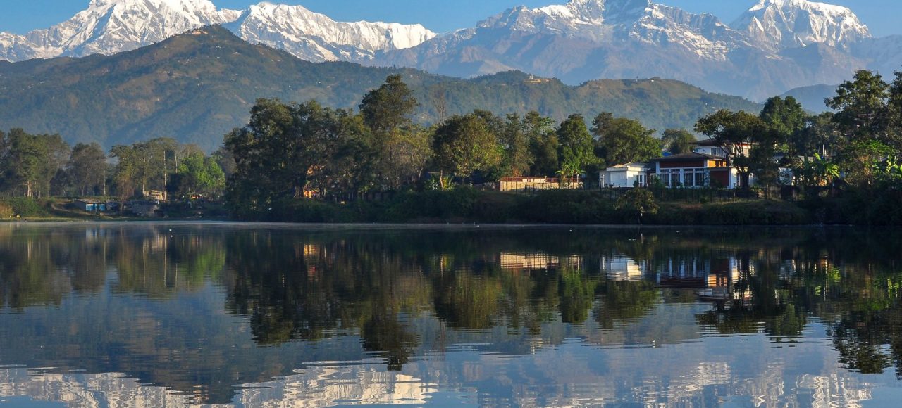 Annapurna mountain reflection in Pokhara during Kathmandu & Pokhara Luxury Private Tour