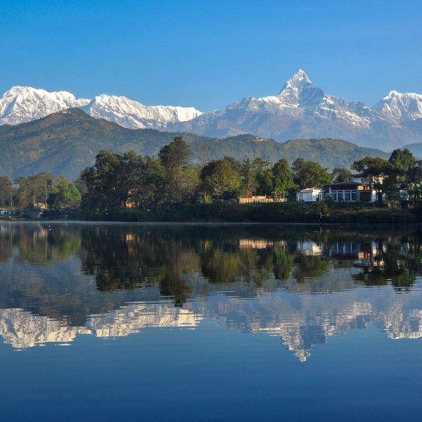 Annapurna mountain reflection in Pokhara during Kathmandu & Pokhara Luxury Private Tour