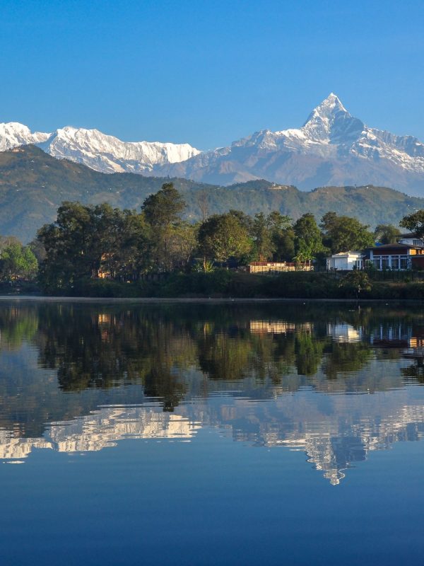 Annapurna mountain reflection in Pokhara during Kathmandu & Pokhara Luxury Private Tour