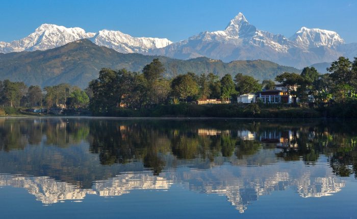 Annapurna mountain reflection in Pokhara during Kathmandu & Pokhara Luxury Private Tour