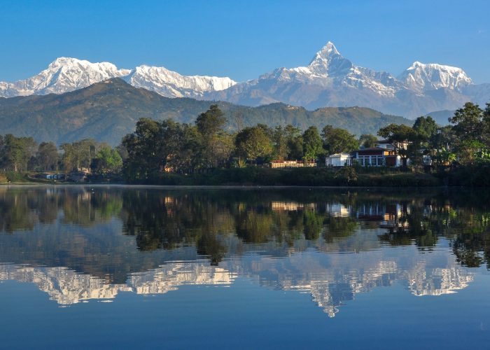 Annapurna mountain reflection in Pokhara during Kathmandu & Pokhara Luxury Private Tour