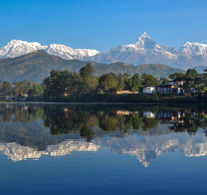Annapurna mountain reflection in Pokhara during Kathmandu & Pokhara Luxury Private Tour