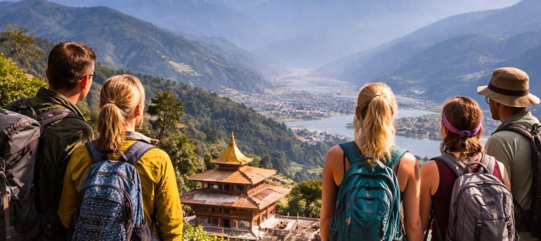Private Nepal tour vs group tour comparison showing real travelers exploring Nepal