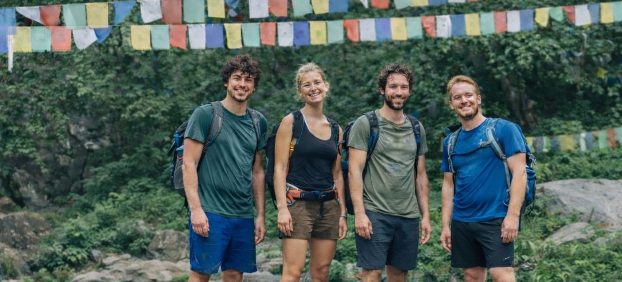 Group of hikers on the Sundarijal Chisapani Nagarkot 3-Day Hiking Tour near Kathmandu