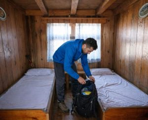 Teahouse room in Gokyo Valley Simple teahouse bedroom accommodation during Everest Gokyo Lakes Trek