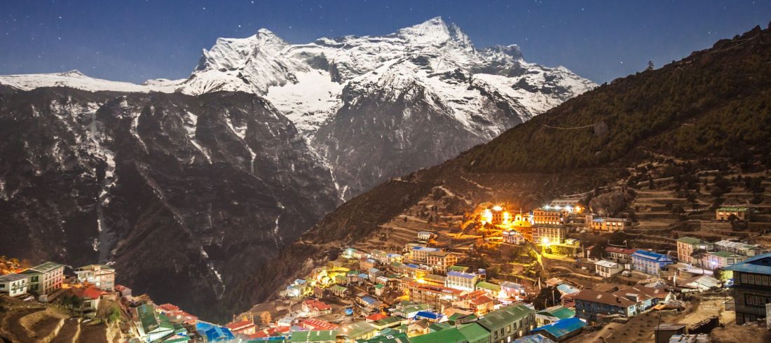Namche Bazaar at night during the 5-Day Everest View Trek in the Everest region of Nepal