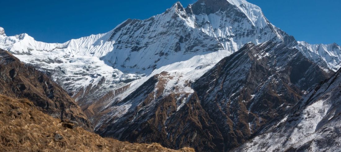 High altitude trekking trail on Everest Base Camp route Nepal