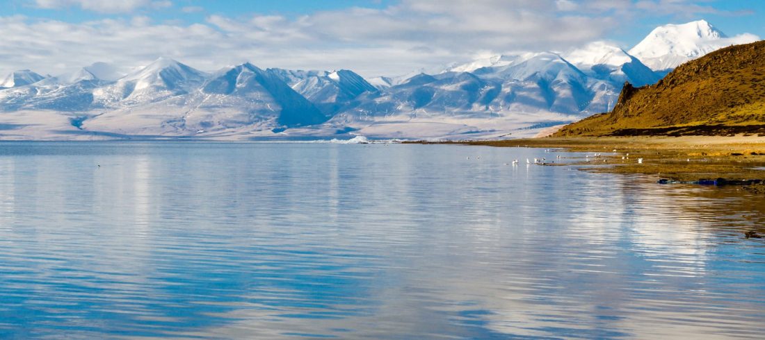 Lake Mansarovar visited during the Kailash Mansarovar Yatra permit pilgrimage in Tibet