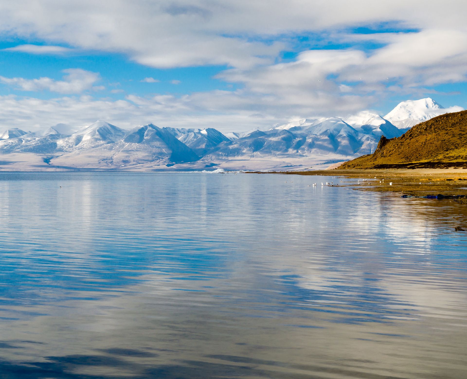 Lake Mansarovar visited during the Kailash Mansarovar Yatra permit pilgrimage in Tibet