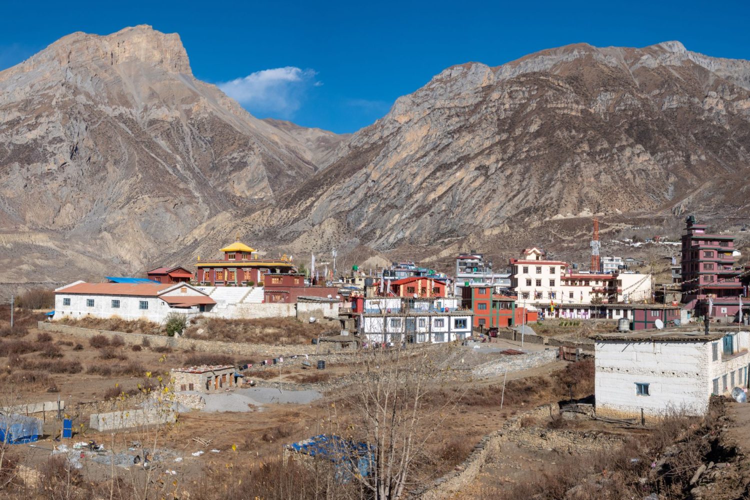 Muktinath village in Mustang region during Lower Mustang Overland Tour Nepal