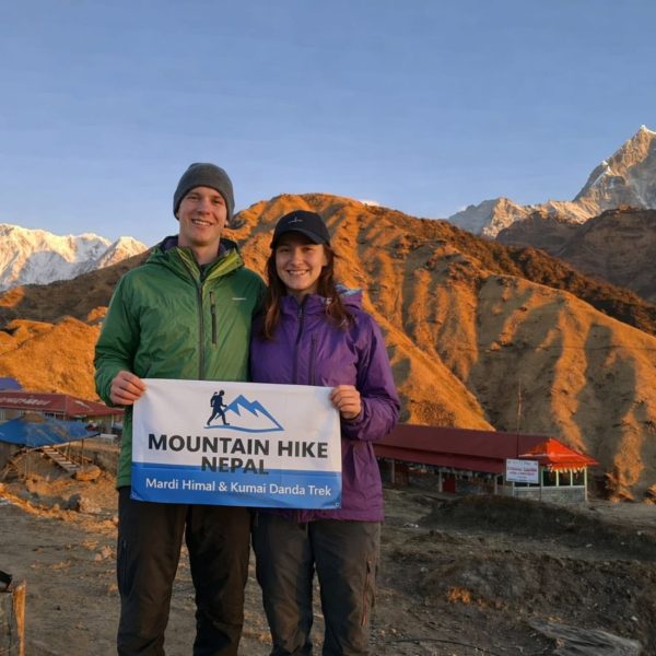 Mardi Himal Khumai Danda Trek with Mountain Hike Nepal banner at high camp