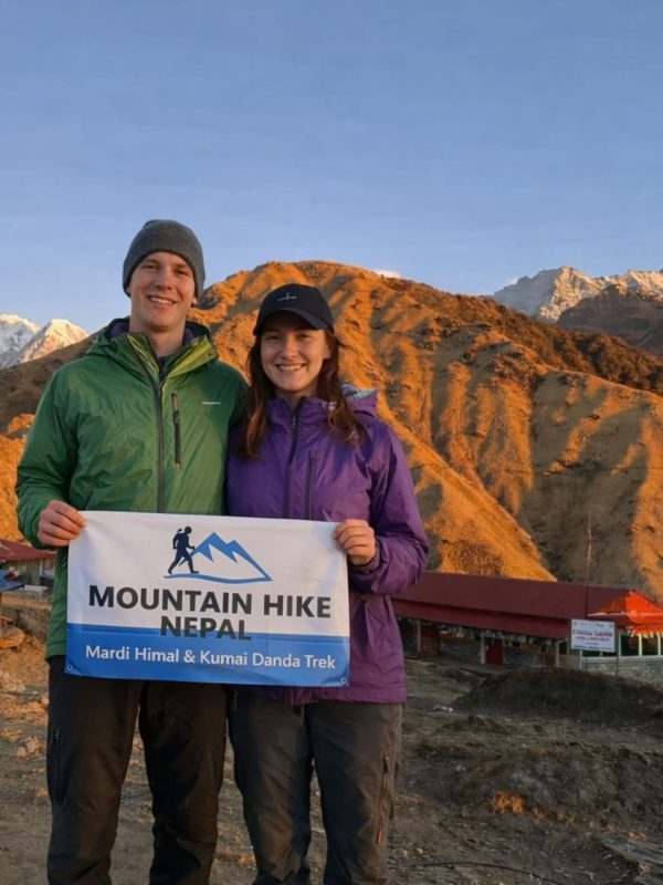 Mardi Himal Khumai Danda Trek with Mountain Hike Nepal banner at high camp
