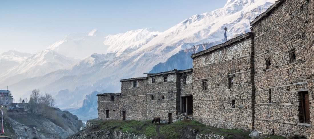 Annapurna Circuit Trek accommodation teahouse in Manang with mountain views