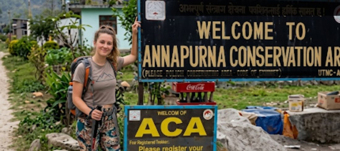 Annapurna Circuit Trek permits checkpost at Annapurna Conservation Area entrance