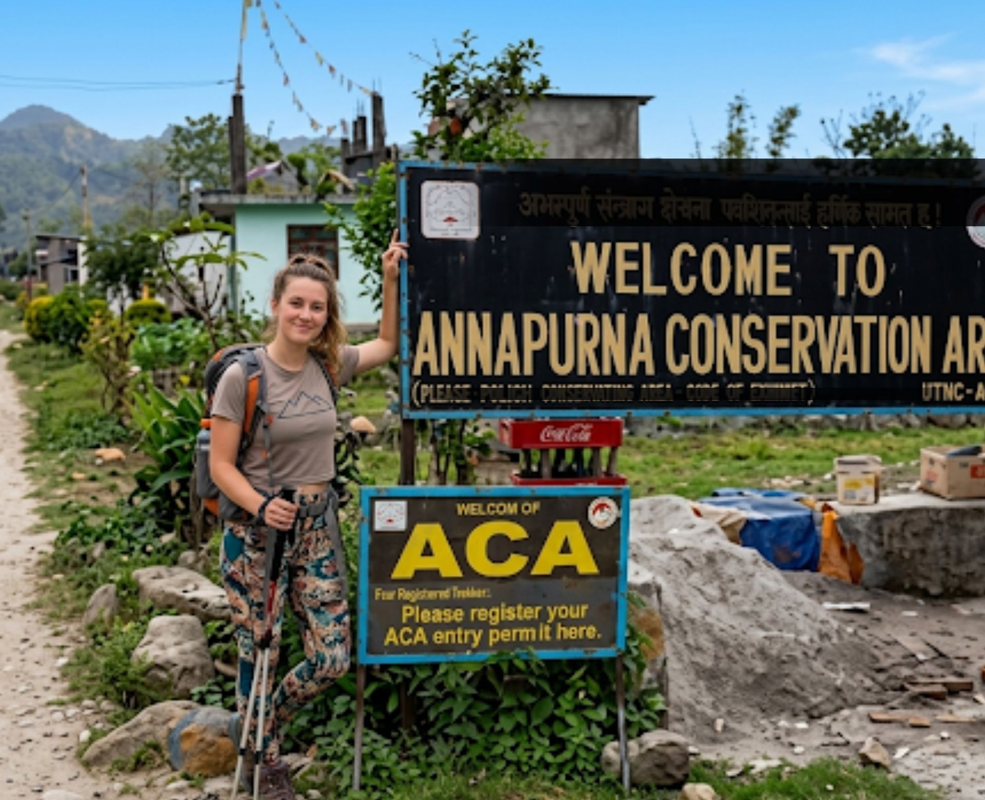 Annapurna Circuit Trek permits checkpost at Annapurna Conservation Area entrance