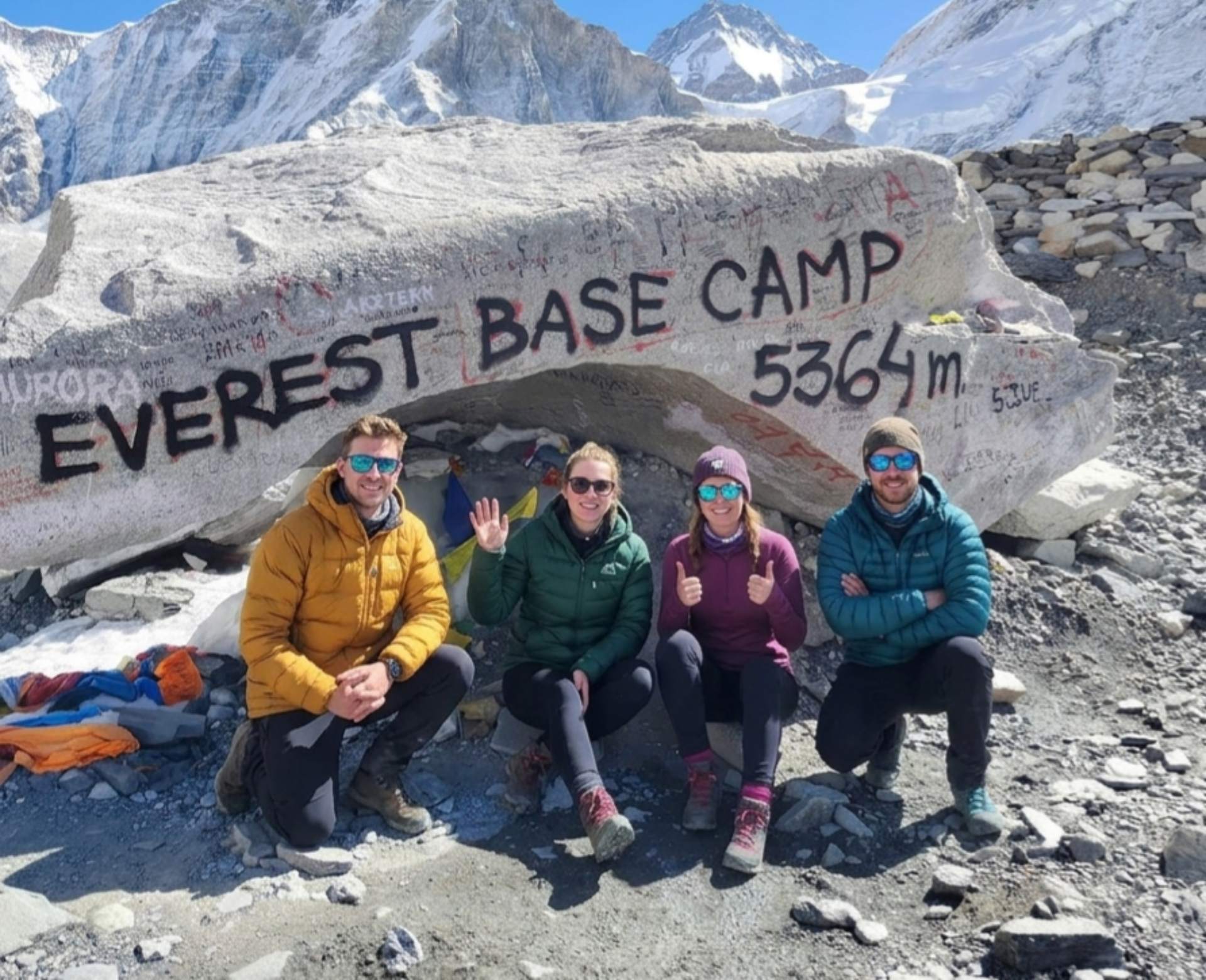Trekkers at Everest Base Camp during Everest Base Camp trek cost in Nepal