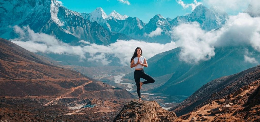Everest Base Camp trekking route in Nepal with Himalayan mountain views