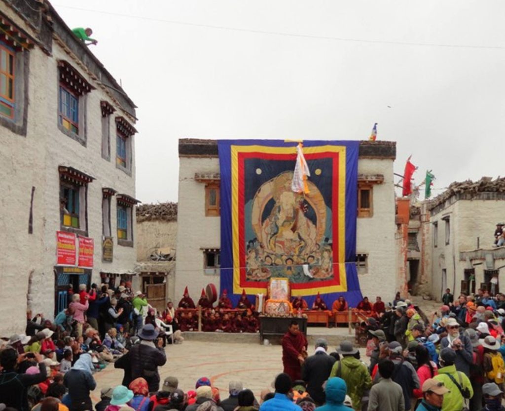 crowd gathering during Tiji Festival in Lo Manthang Mustang Nepal