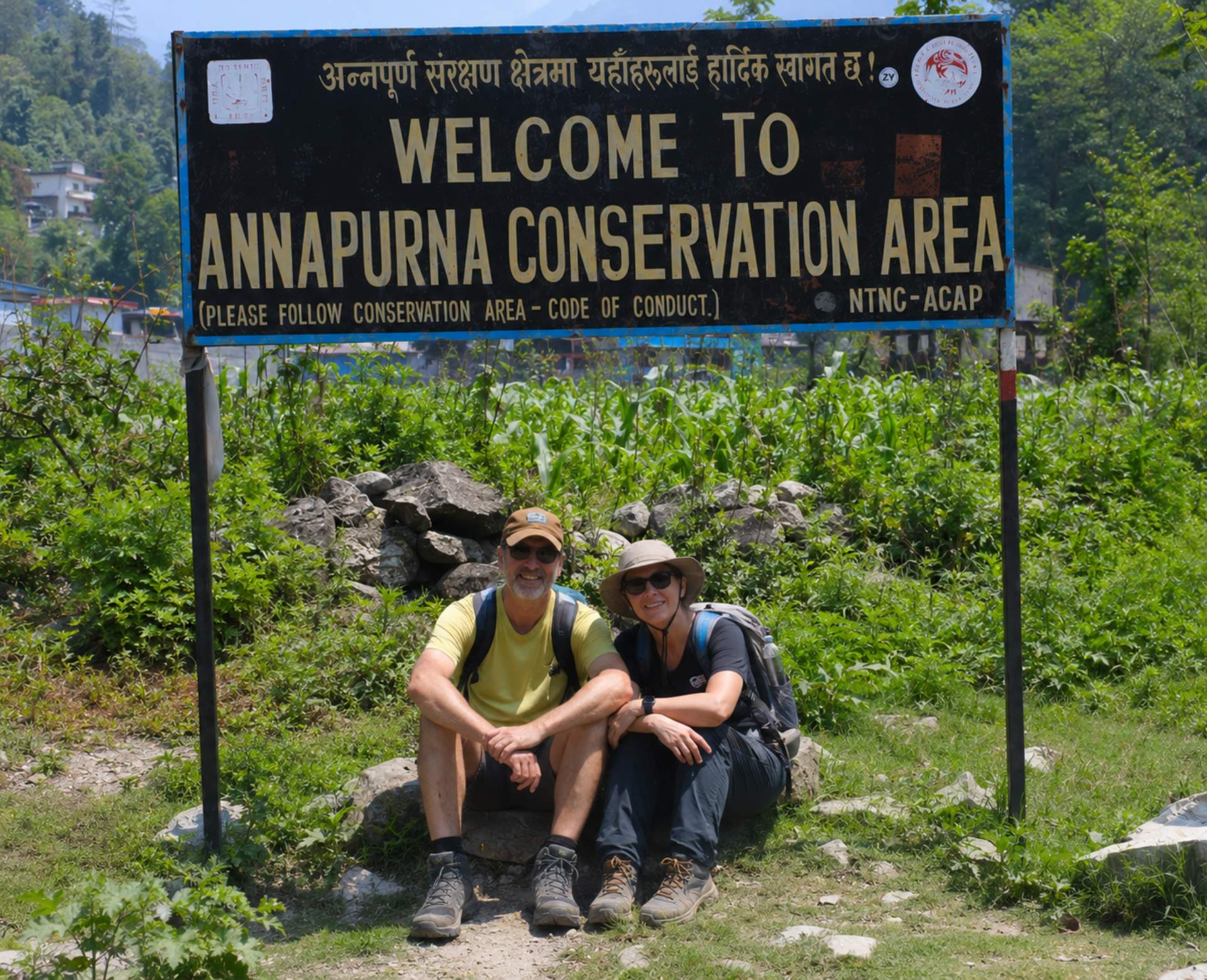 Trekkers at Annapurna Conservation Area checkpoint for Annapurna Base Camp permit verification in Nepal