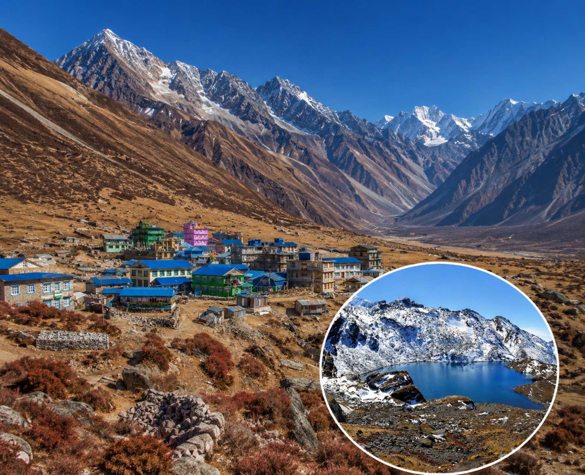 Gosaikunda Lake highlighted during the Gosaikunda Lake Trek with Himalayan mountain views in Nepal