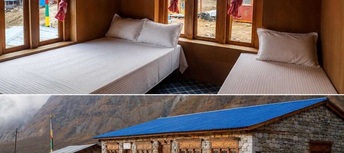 Traditional teahouse accommodation and twin room during the Langtang Valley Trek in Nepal