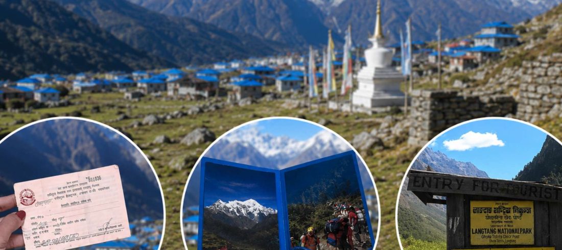 Langtang Valley Trek permits including TIMS card and Langtang National Park checkpoint in Nepal
