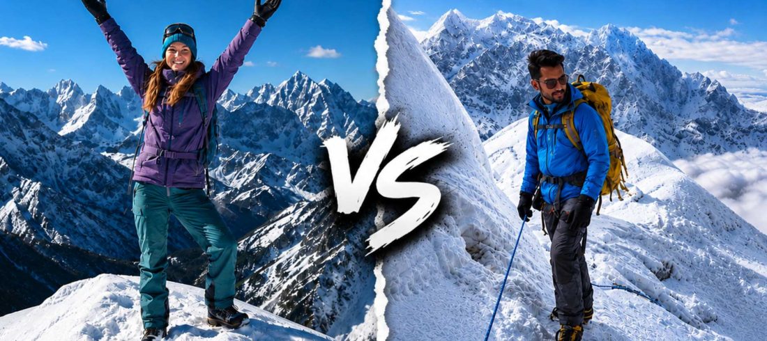Comparison of Lobuche Peak vs Island Peak climbing routes and summit experiences in Nepal