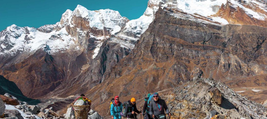 International trekkers hiking in the Nepal Himalayas, reflecting growing Nepal tourist arrivals and increasing demand for trekking adventures.