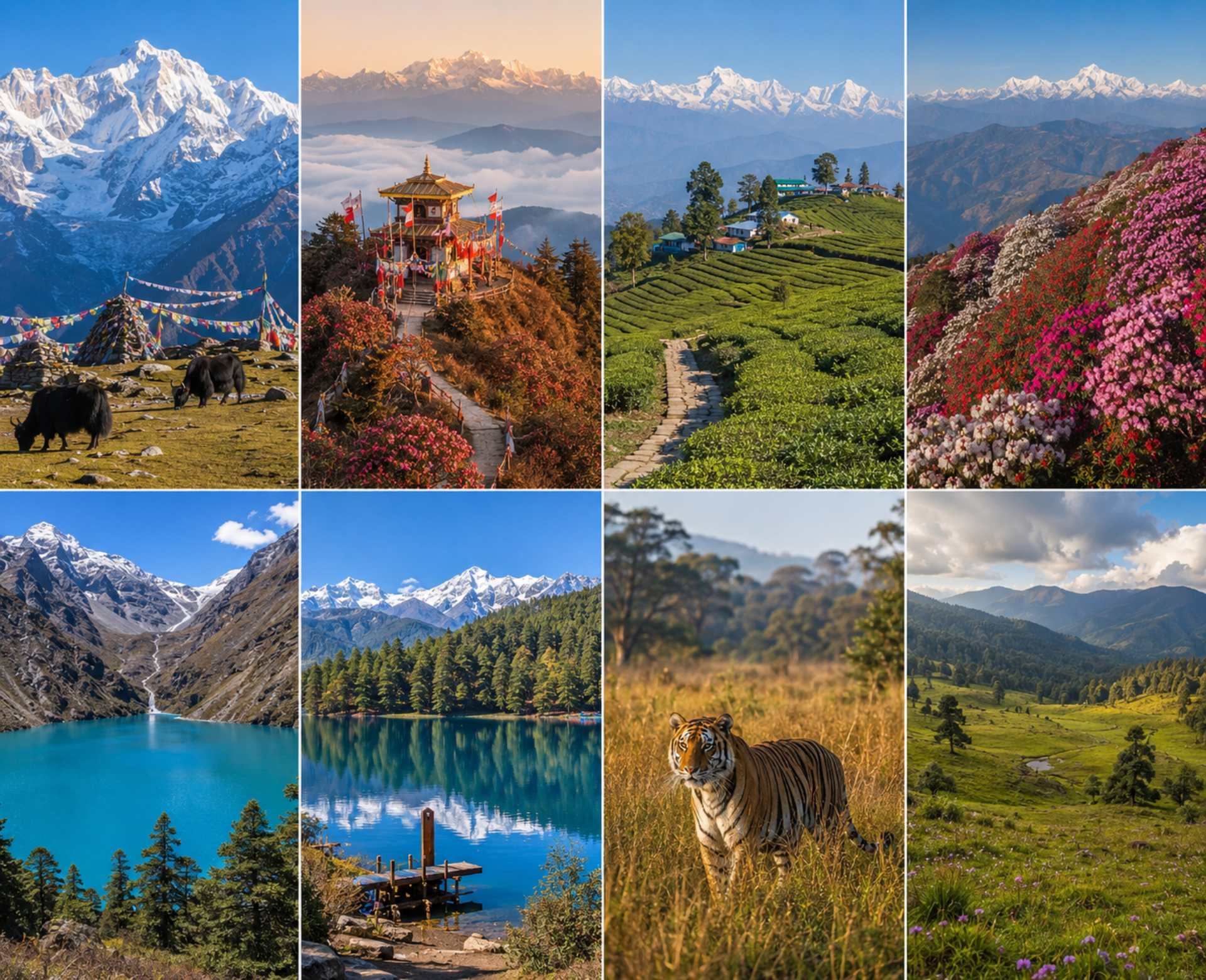 Nepal Beyond Everest showcasing hidden Himalayan destinations, alpine lakes, tea gardens, wildlife, rhododendron forests, and mountain landscapes