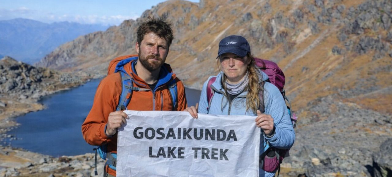Gosaikunda Lake Trek with trekkers near Gosaikunda Lake