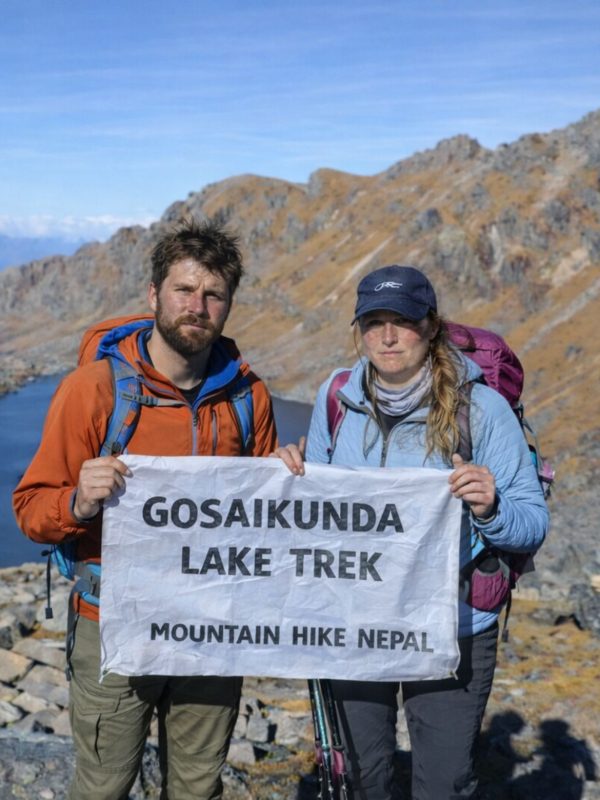 Gosaikunda Lake Trek with trekkers near Gosaikunda Lake