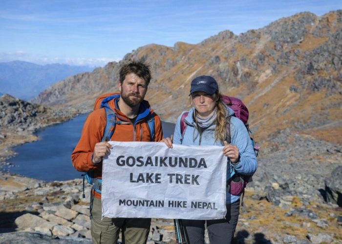 Gosaikunda Lake Trek with trekkers near Gosaikunda Lake