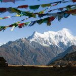 Mountain view from the Tamang Heritage Trail with prayer flags