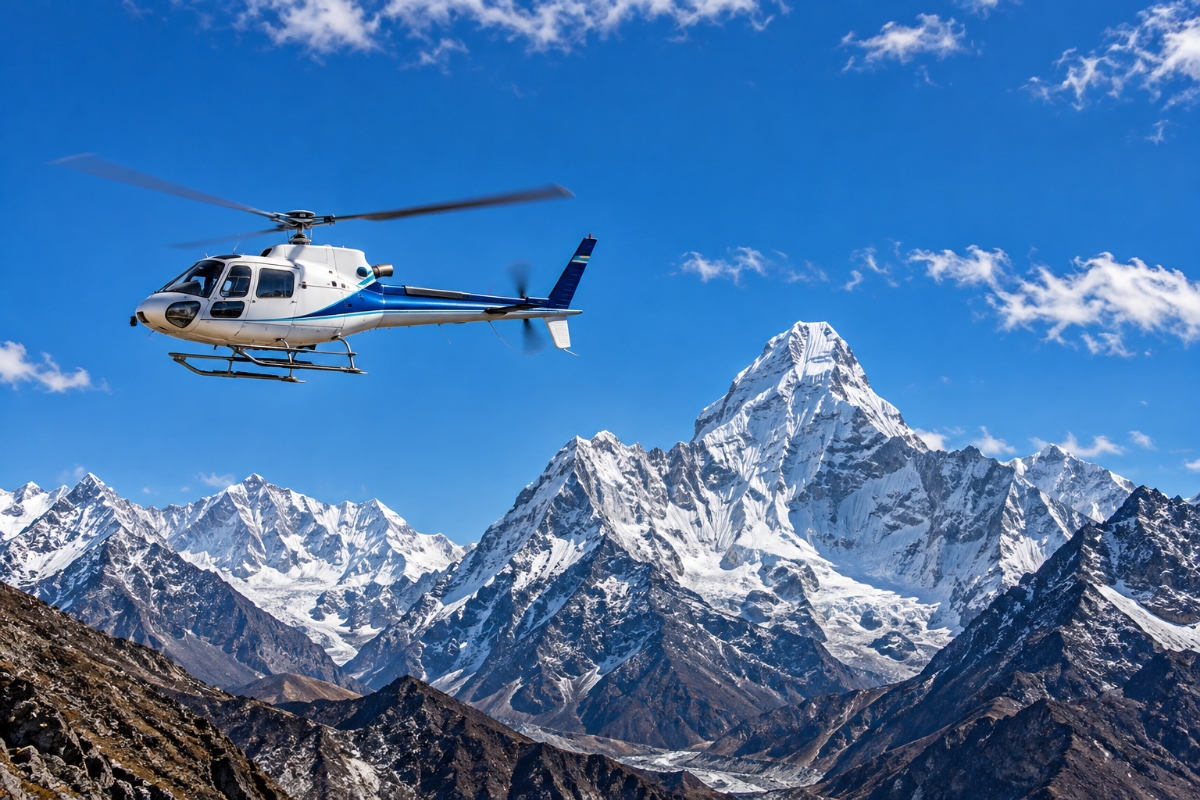 Everest Base Camp helicopter tour over the Himalayas in Nepal