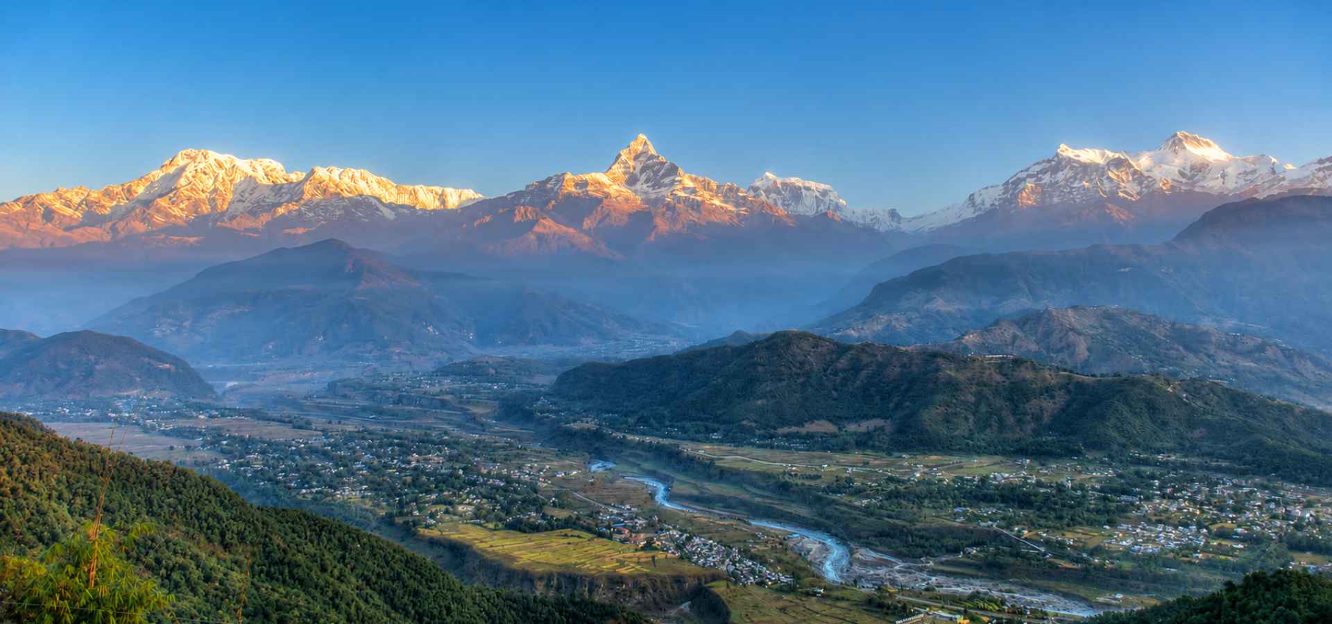 Pokhara landscape with mountains and natural scenery in Nepal